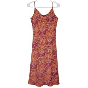 2144 * Via 101 Snake Print Midi Slip Dress Pink Orange Size M Y2K Made In USA